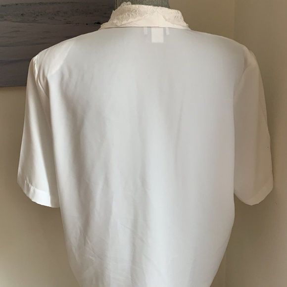 🌈 3/$20 Vintage 1980s  lace collar cottage core prairie white blouse - Picture 7 of 9